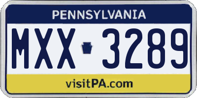 PA license plate MXX3289