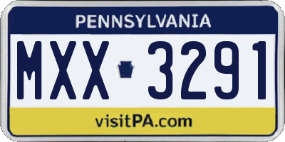 PA license plate MXX3291