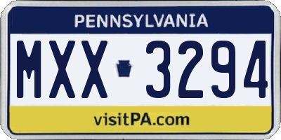 PA license plate MXX3294