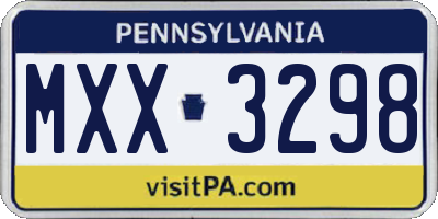PA license plate MXX3298