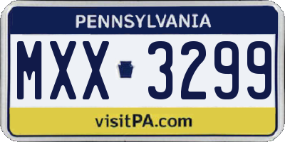 PA license plate MXX3299