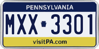PA license plate MXX3301