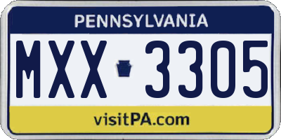 PA license plate MXX3305