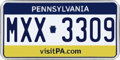 PA license plate MXX3309