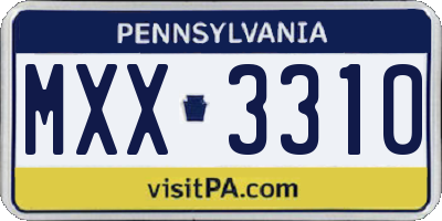 PA license plate MXX3310
