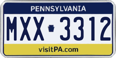PA license plate MXX3312