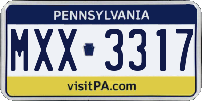 PA license plate MXX3317