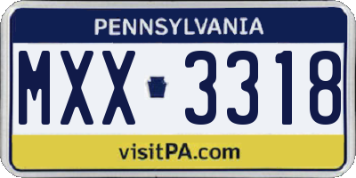 PA license plate MXX3318