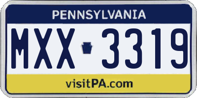 PA license plate MXX3319