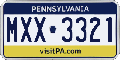PA license plate MXX3321