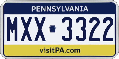 PA license plate MXX3322