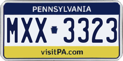 PA license plate MXX3323