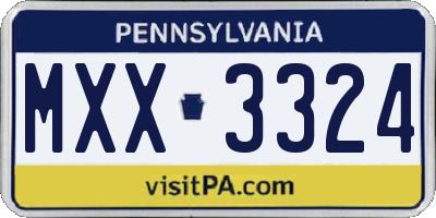 PA license plate MXX3324