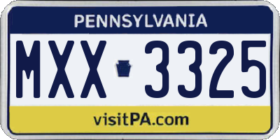 PA license plate MXX3325