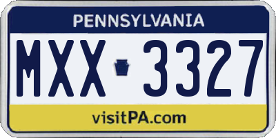 PA license plate MXX3327