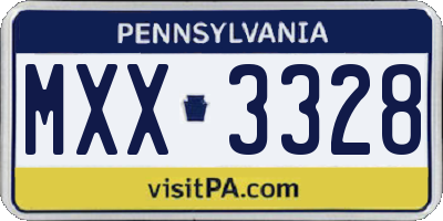 PA license plate MXX3328