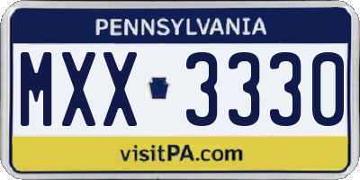 PA license plate MXX3330
