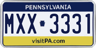 PA license plate MXX3331