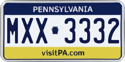 PA license plate MXX3332