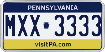 PA license plate MXX3333