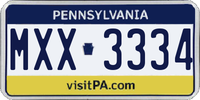 PA license plate MXX3334