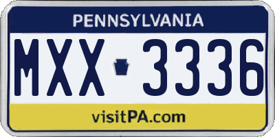 PA license plate MXX3336