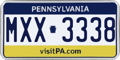 PA license plate MXX3338