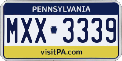 PA license plate MXX3339