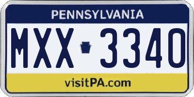 PA license plate MXX3340