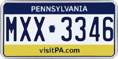 PA license plate MXX3346