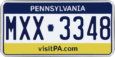 PA license plate MXX3348