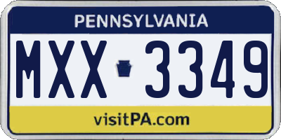 PA license plate MXX3349