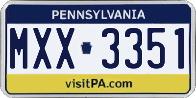 PA license plate MXX3351