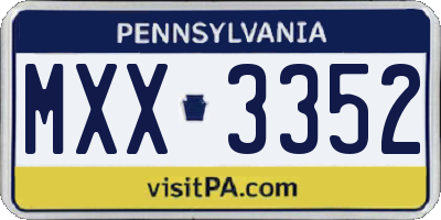 PA license plate MXX3352