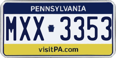 PA license plate MXX3353