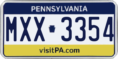 PA license plate MXX3354