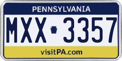 PA license plate MXX3357