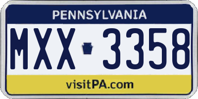 PA license plate MXX3358