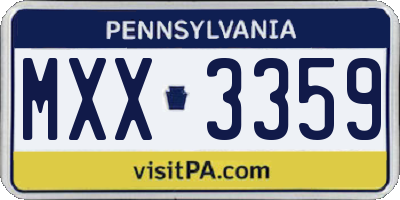 PA license plate MXX3359