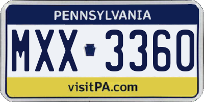 PA license plate MXX3360