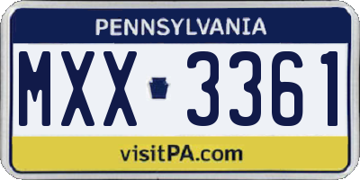 PA license plate MXX3361