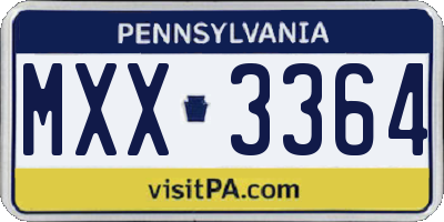 PA license plate MXX3364
