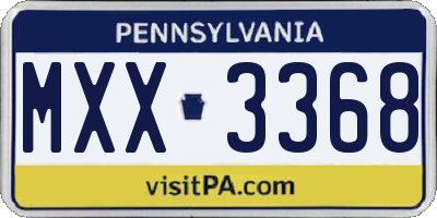 PA license plate MXX3368