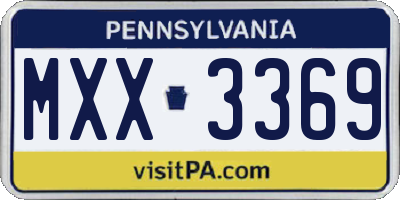 PA license plate MXX3369