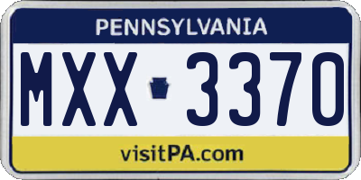 PA license plate MXX3370