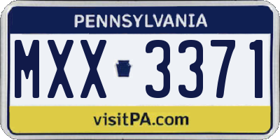 PA license plate MXX3371