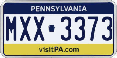 PA license plate MXX3373