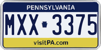 PA license plate MXX3375
