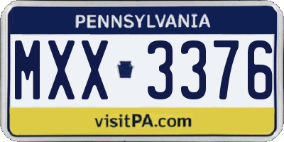 PA license plate MXX3376