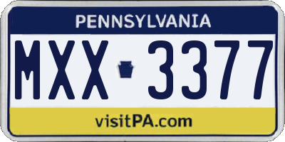 PA license plate MXX3377